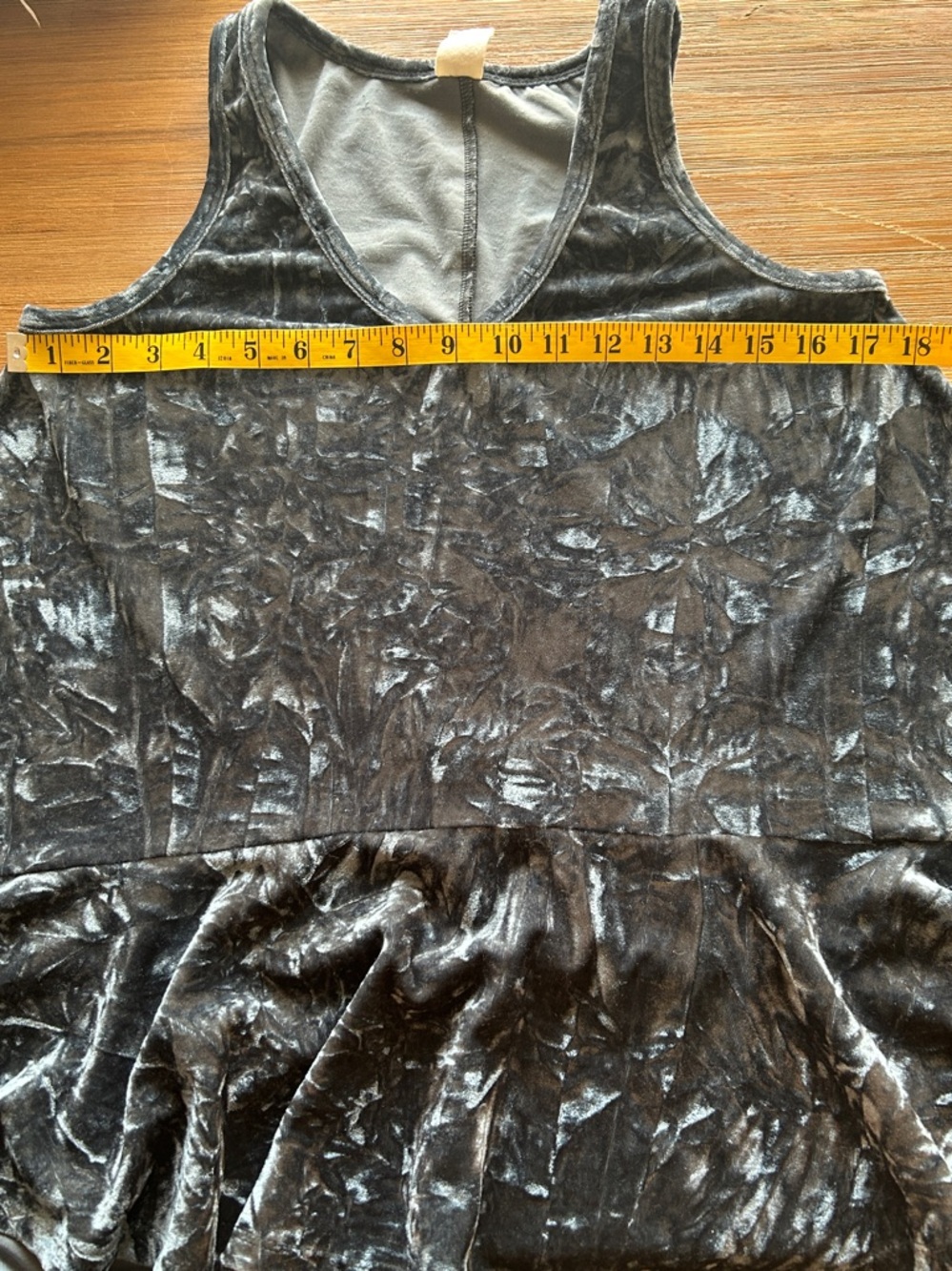 Libby Story Blue Crushed Velvet Flare Ruffle Tank Top - Picture 6 of 7